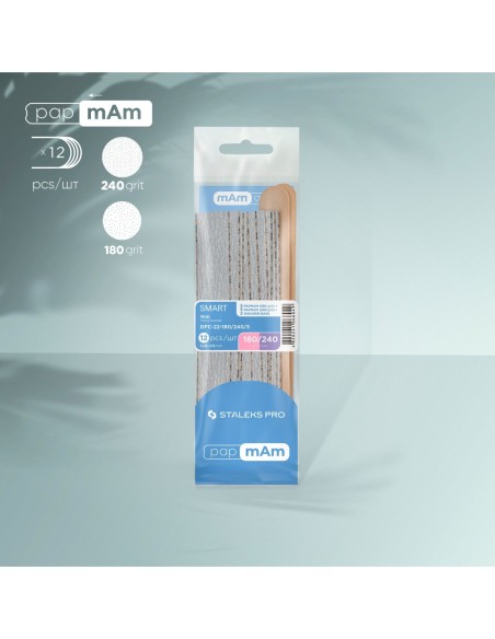 Limas desechables papmam 180 grit (5 pzs), 240 grit (5 pcs), y base de madera (2 pzs) SMART 22