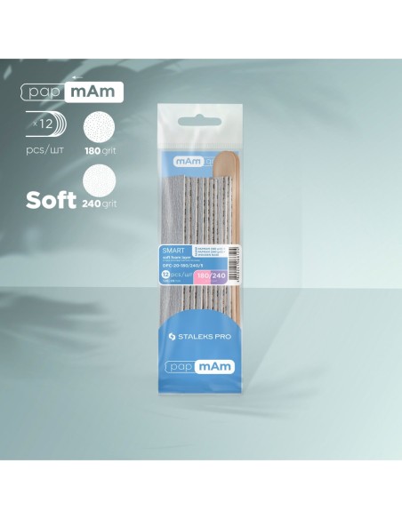 Limas desechables papmAm en una base blanda 180 grit (5 pcs), 240 grit (5 pcs), y una base de madera (2 pcs) SMART 20