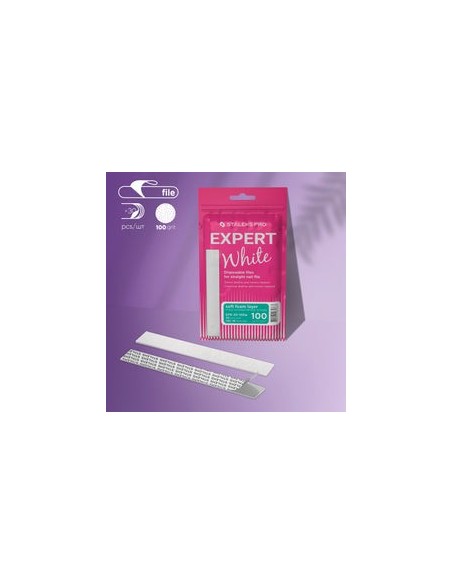 Archivos desechables blancos para lima de uñas recta (base suave) EXPERT 20 (30 piezas)