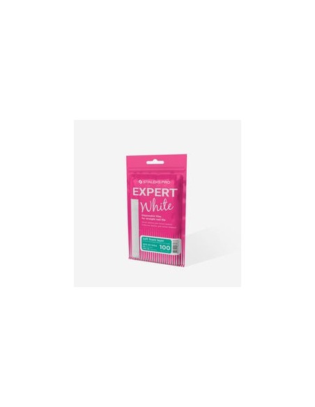 Archivos desechables blancos para lima de uñas recta (base suave) EXPERT 20 (30 piezas)