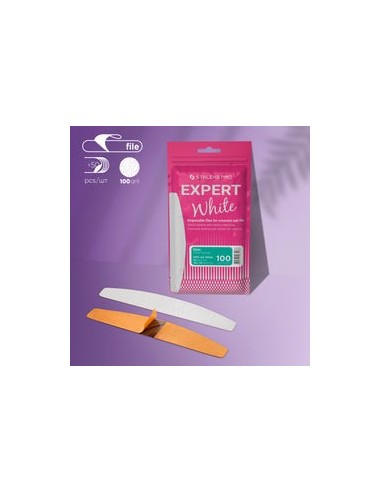 Archivos desechables blancos para lima de uñas en forma de media luna EXPERT 42 (50 piezas)