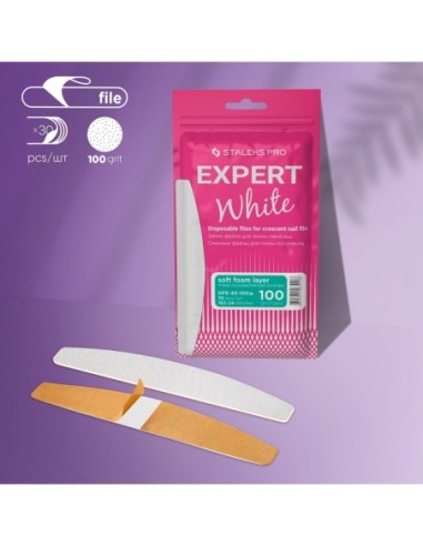 Limas desechables blancas para uñas de media luna (base blanda) EXPERT 40 (30 uds.