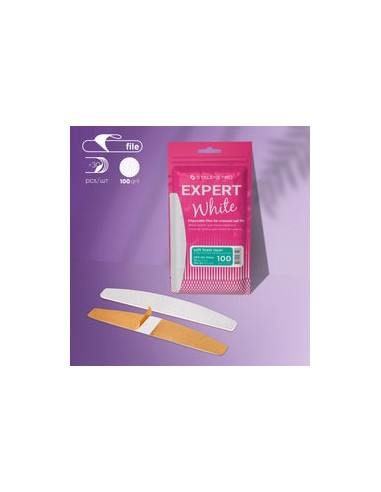 Limas desechables blancas para uñas de media luna (base blanda) EXPERT 40 (30 uds.