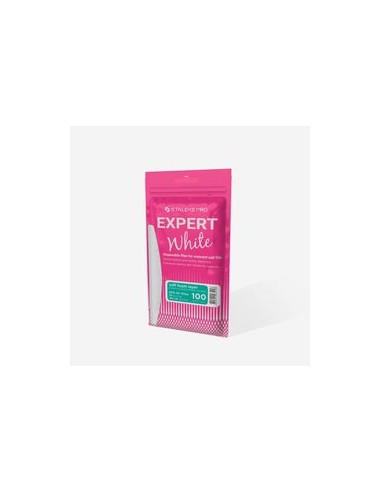 Limas desechables blancas para uñas de media luna (base blanda) EXPERT 40 (30 uds.