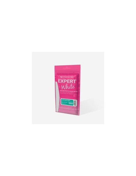 Limas desechables blancas para uñas de media luna (base blanda) EXPERT 40 (30 uds.