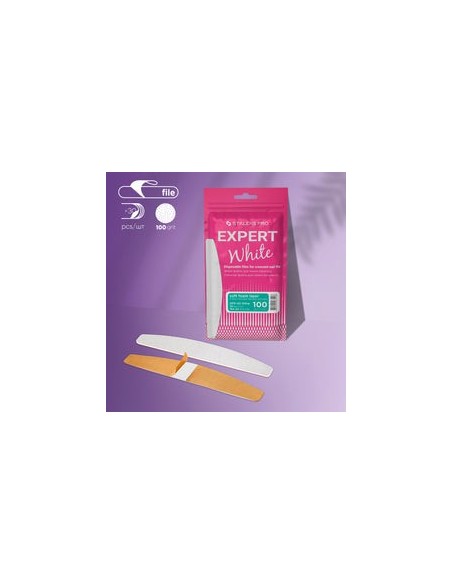 Limas desechables blancas para uñas de media luna (base blanda) EXPERT 40 (30 uds.